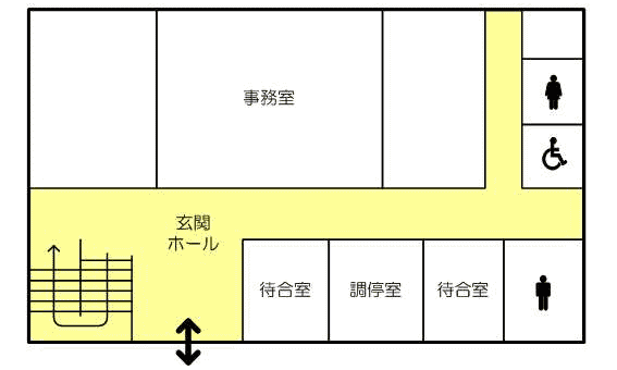 図版：深川簡易裁判所 旭川家庭裁判所 深川出張所 1階の窓口案内