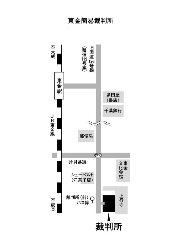 地図：東金簡易裁判所の所在地