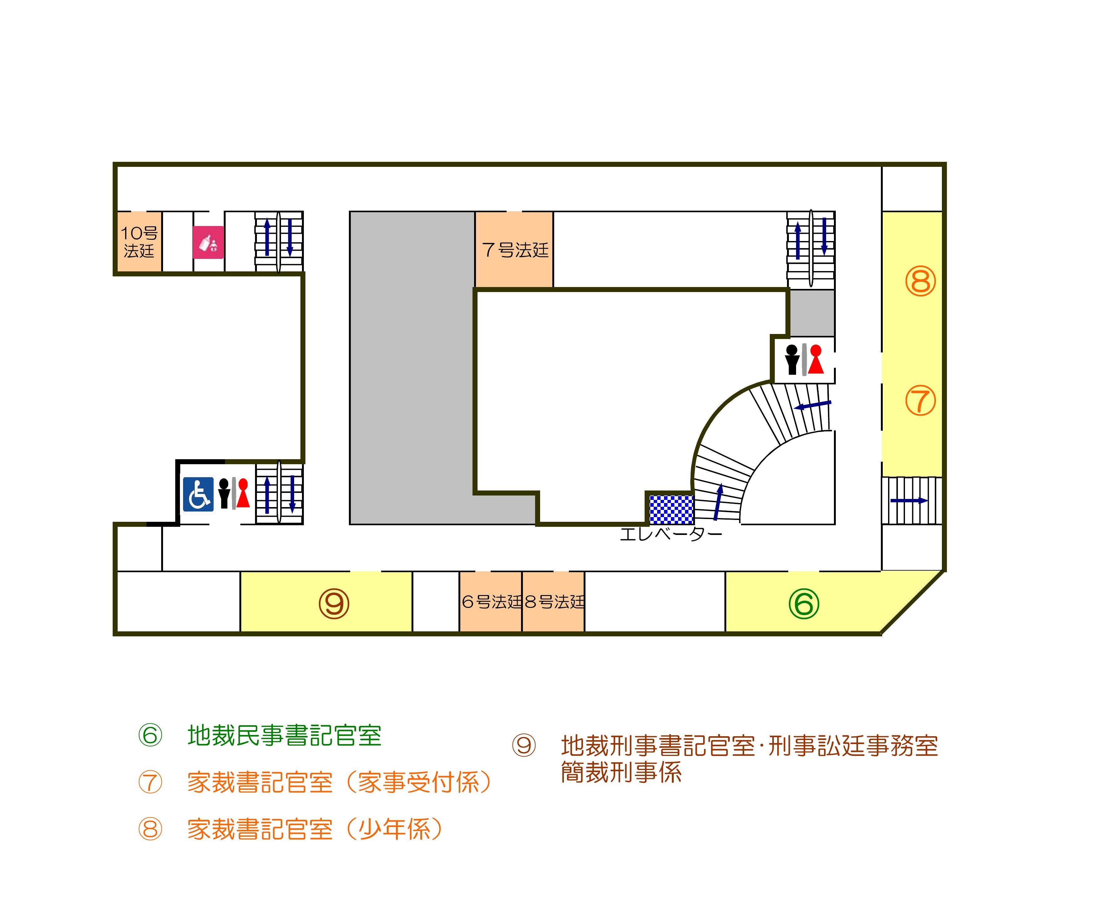 地図：福井地方・家庭・簡易裁判所2階