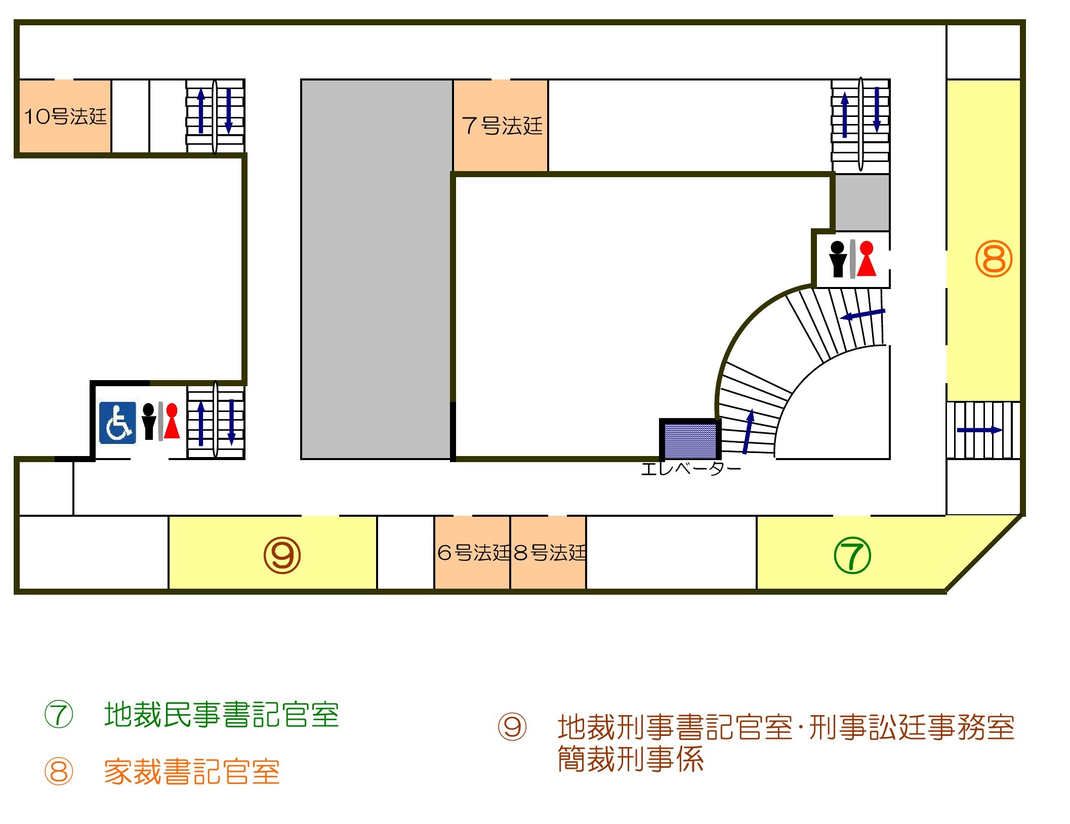 地図：福井地方・家庭・簡易裁判所2階