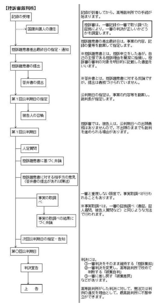 図版：控訴審における刑事裁判手続について