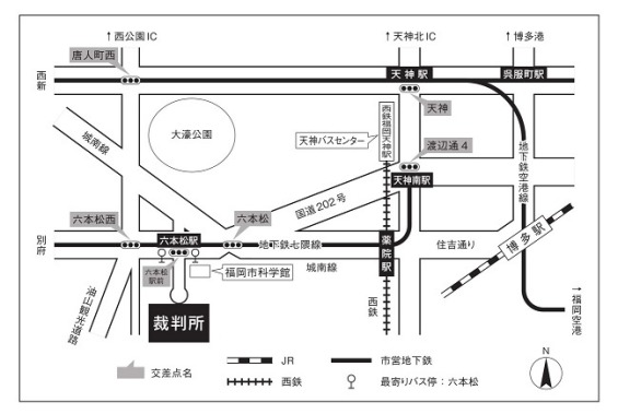 地図：福岡地方裁判所