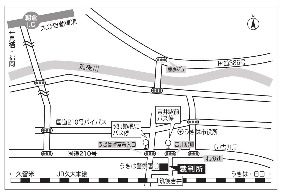 地図：うきは簡易裁判所