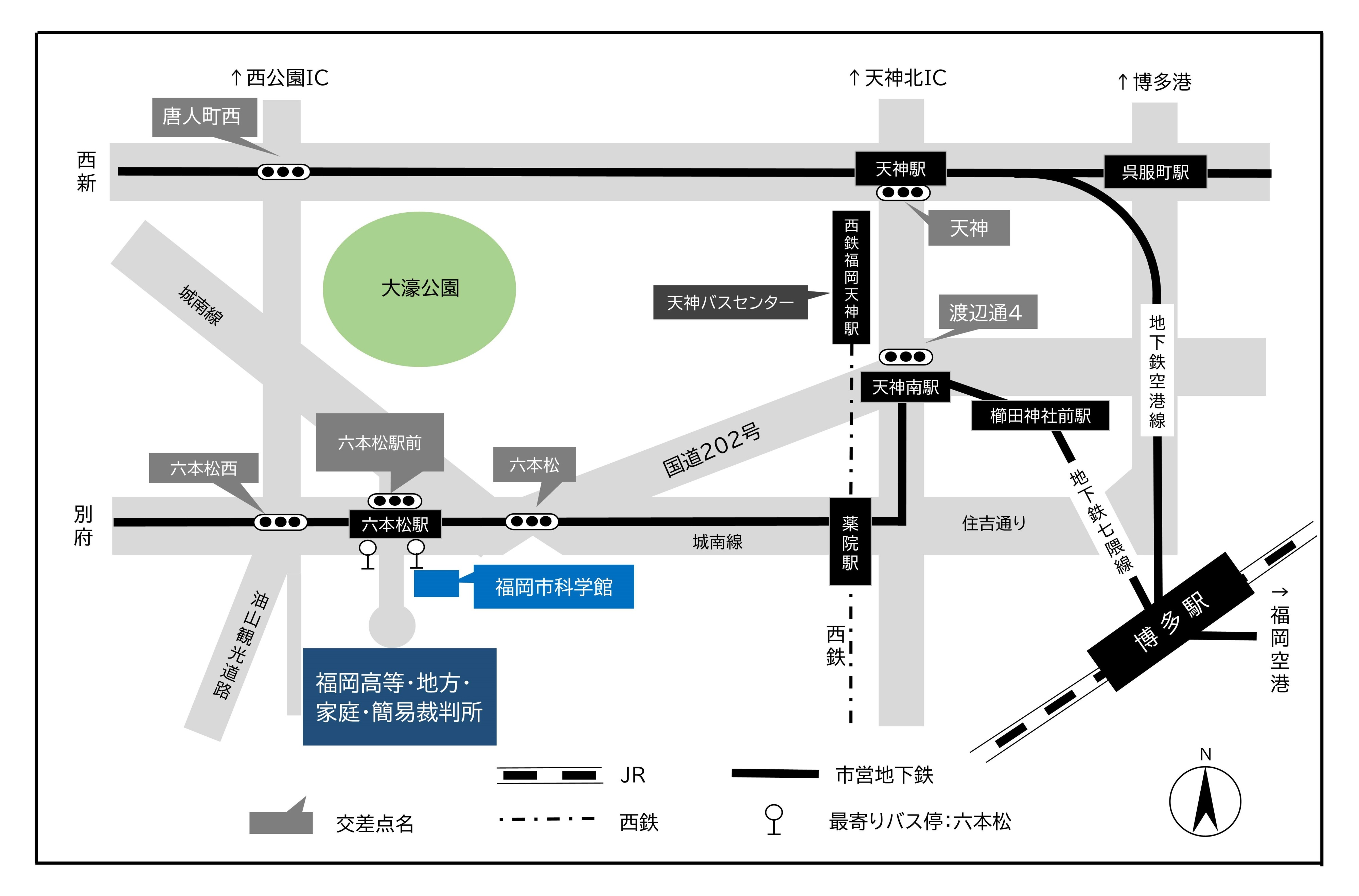 地図：福岡地方・簡易裁判所