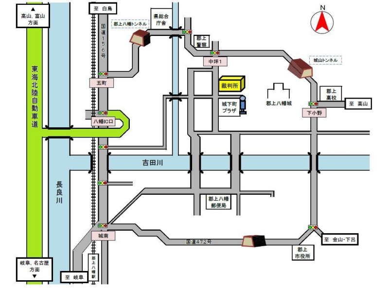 地図：裁判所の所在地