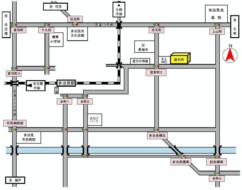 地図：裁判所の所在地