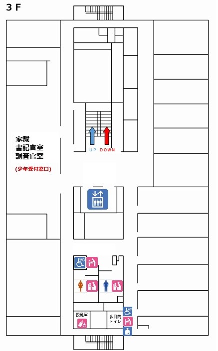 図版：函館家庭裁判所 3階の窓口案内