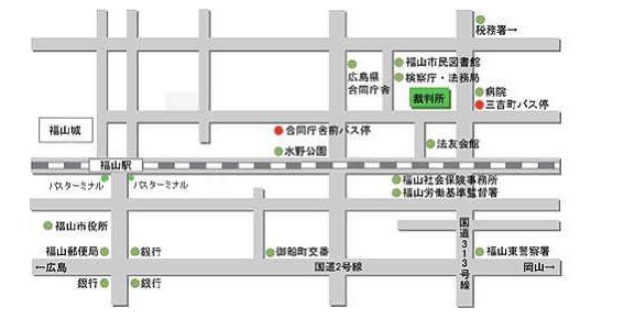 地図：裁判所の所在地