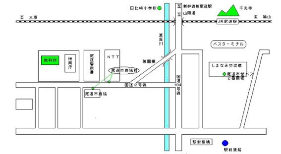 地図：裁判所の所在地