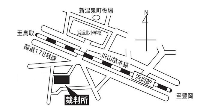 地図：神戸家庭裁判所 浜坂出張所の所在地