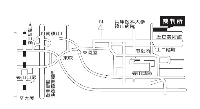 地図：篠山簡易裁判所の所在地