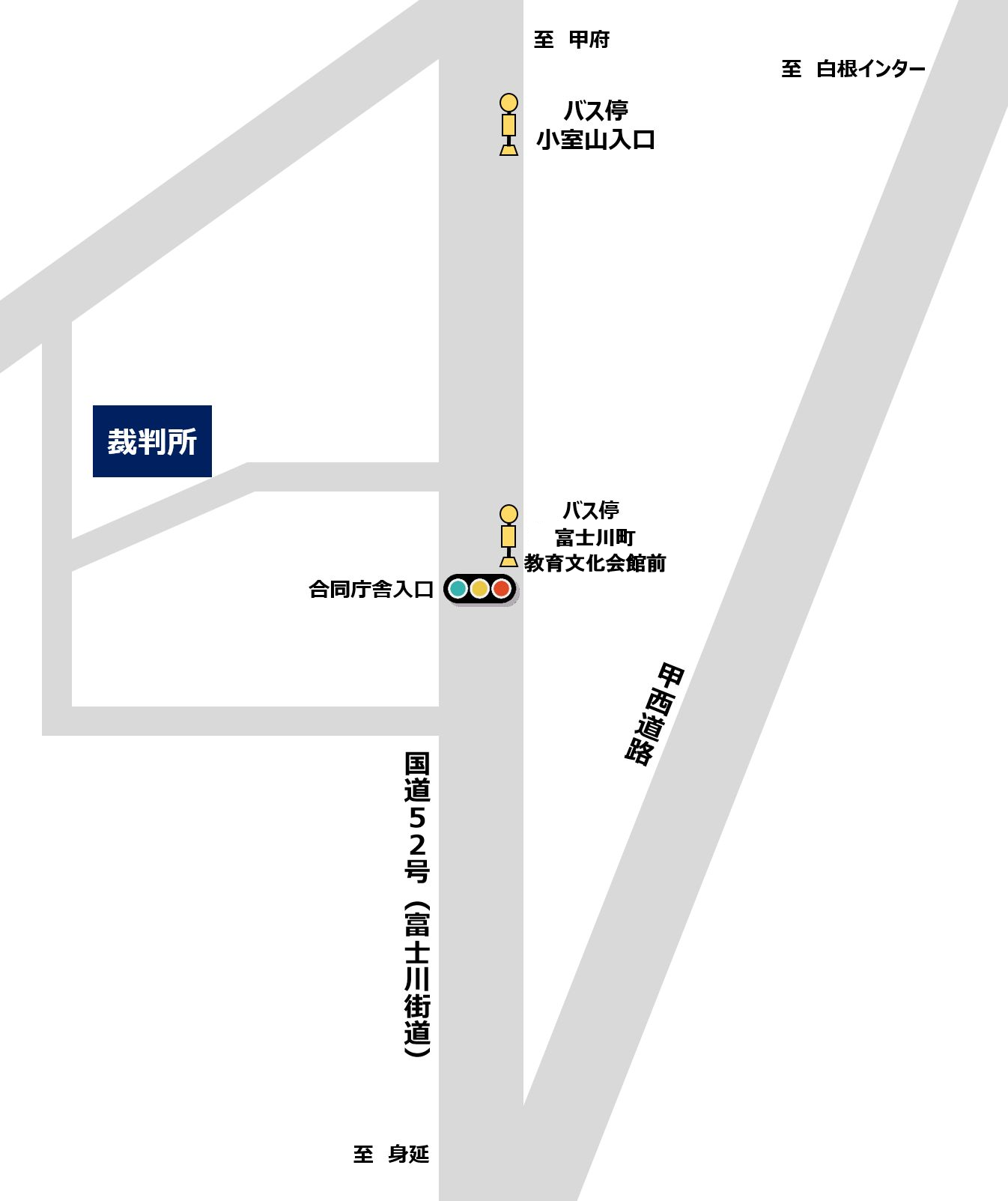地図：鰍沢簡裁所在地