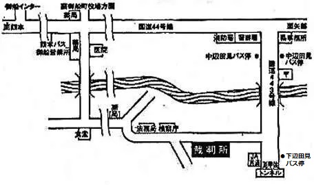 地図：御船簡易裁判所 熊本家庭裁判所 御船出張所