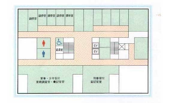 図版：釧路家庭裁判所 4階の窓口案内