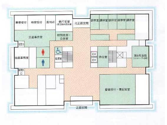 図版：釧路簡易裁判所 1階の窓口案内