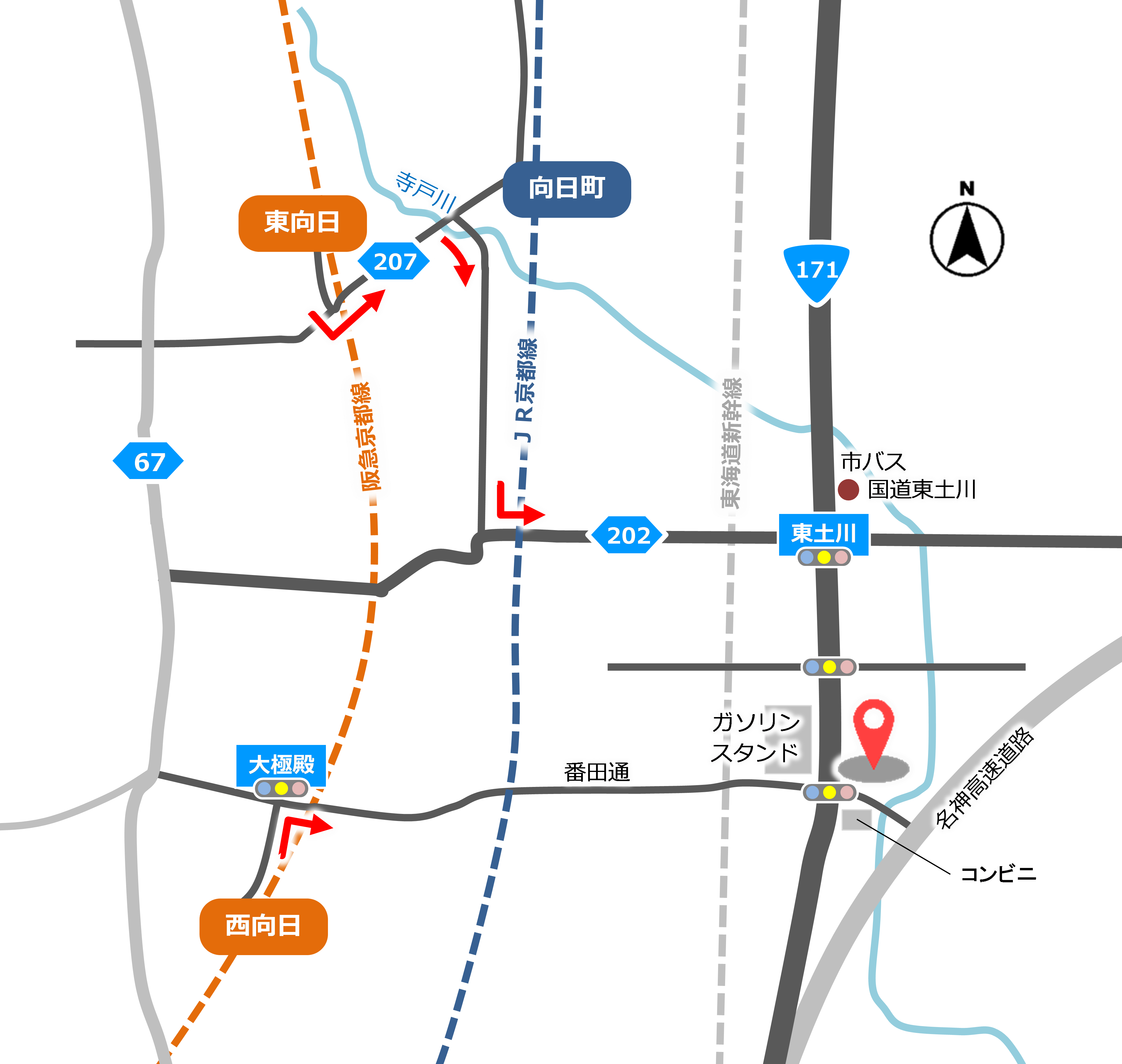 地図：向日町簡易裁判所の所在地