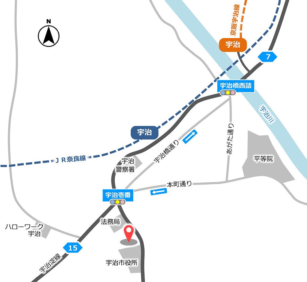 地図：宇治簡易裁判所の所在地