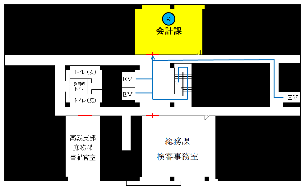 会計課窓口案内図（1階）