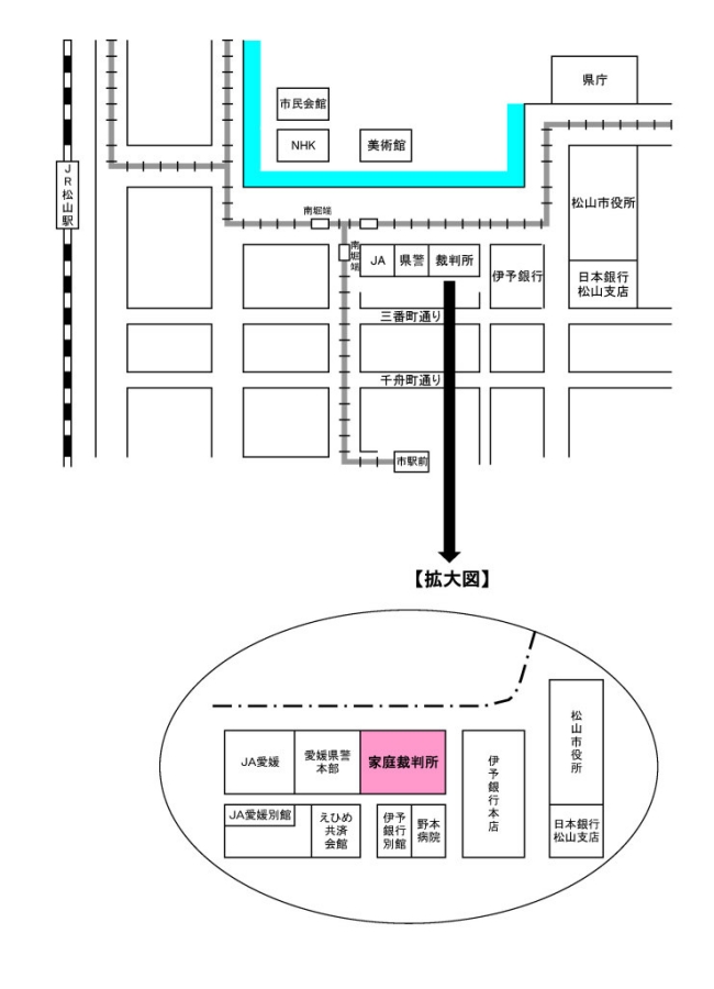 地図：松山家庭裁判所