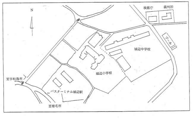地図：松山家庭裁判所愛南出張所，愛南簡易裁判所の所在地