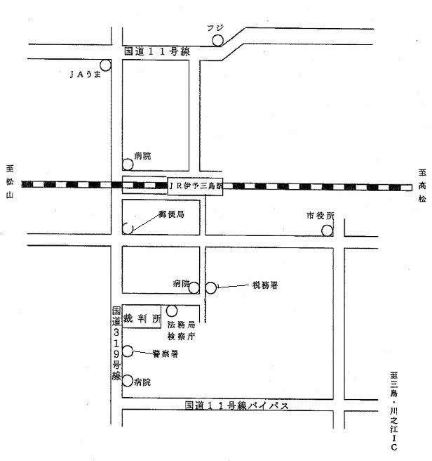 地図：四国中央簡易裁判所の所在地