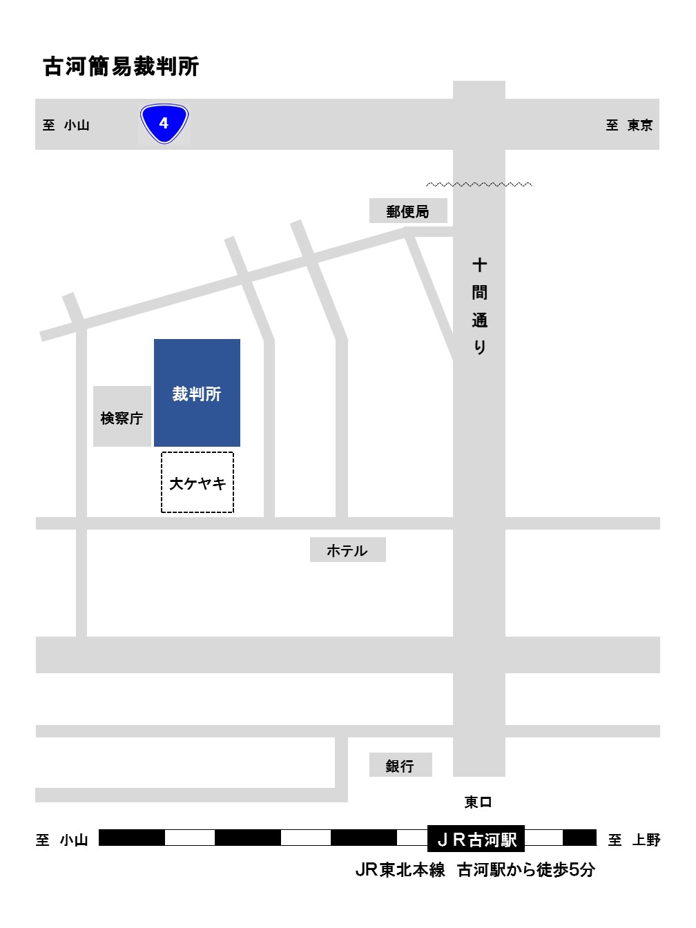 地図：古河簡易裁判所の所在地