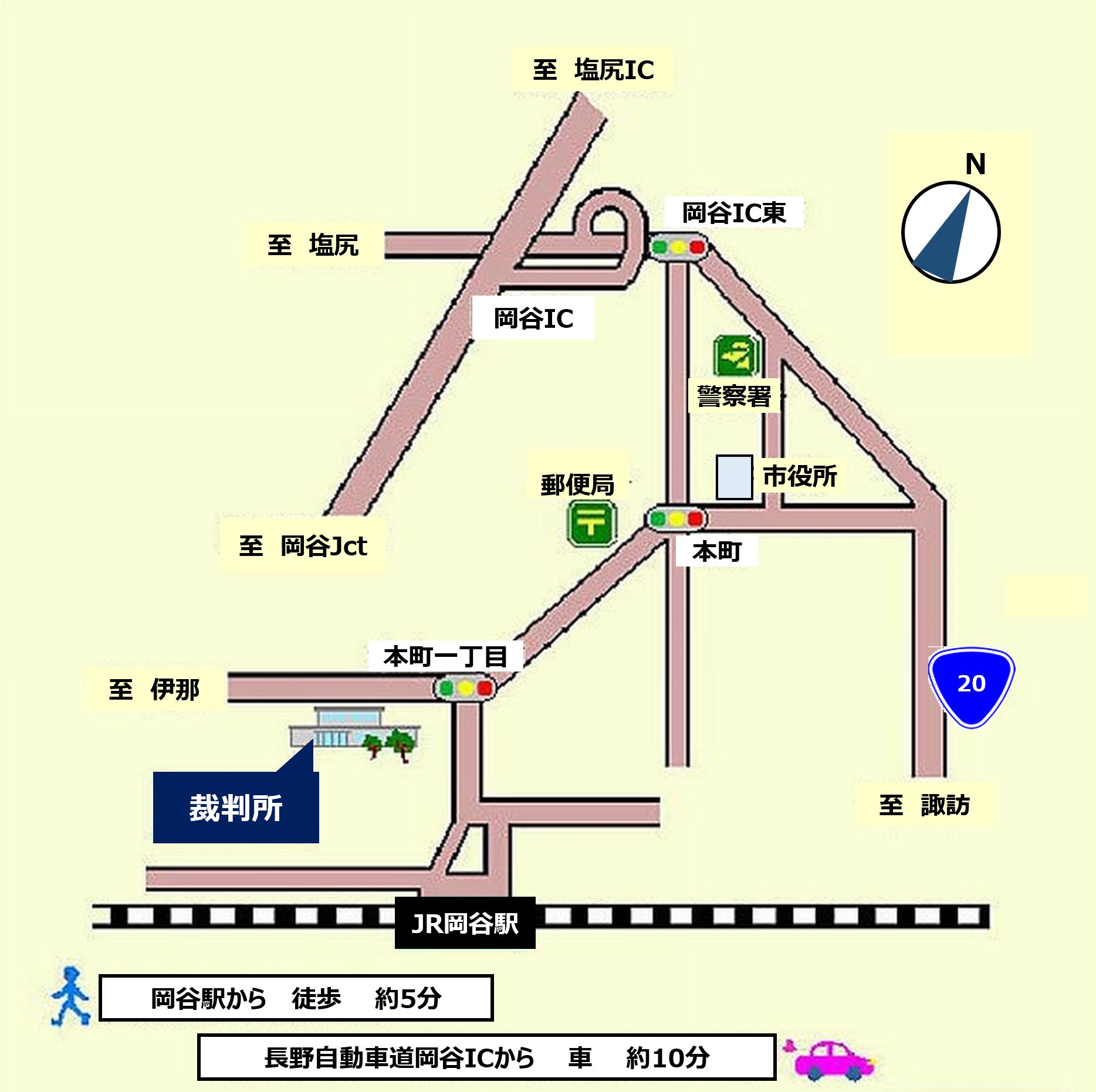 地図：裁判所の所在地