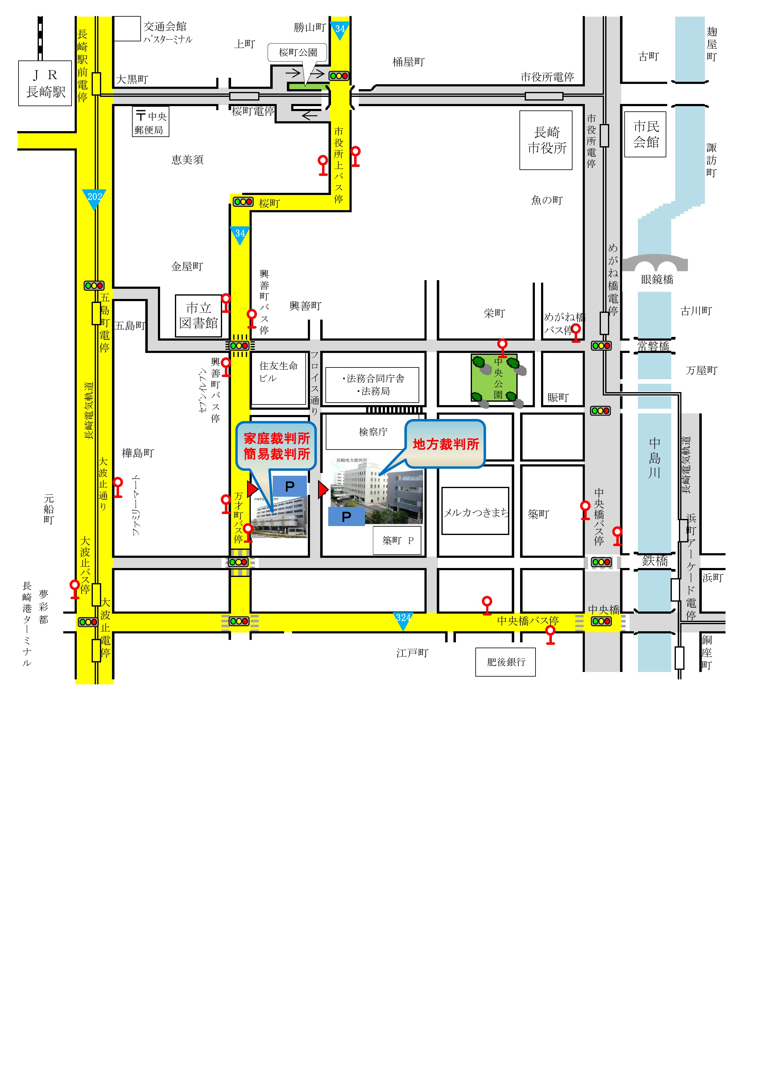 地図：長崎地方裁判所