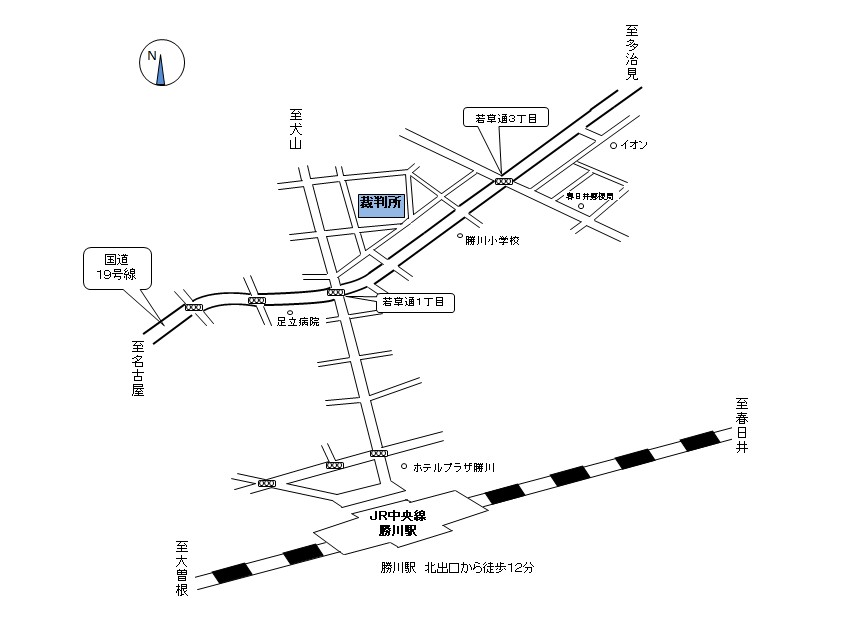 地図：春日井簡易裁判所の所在地