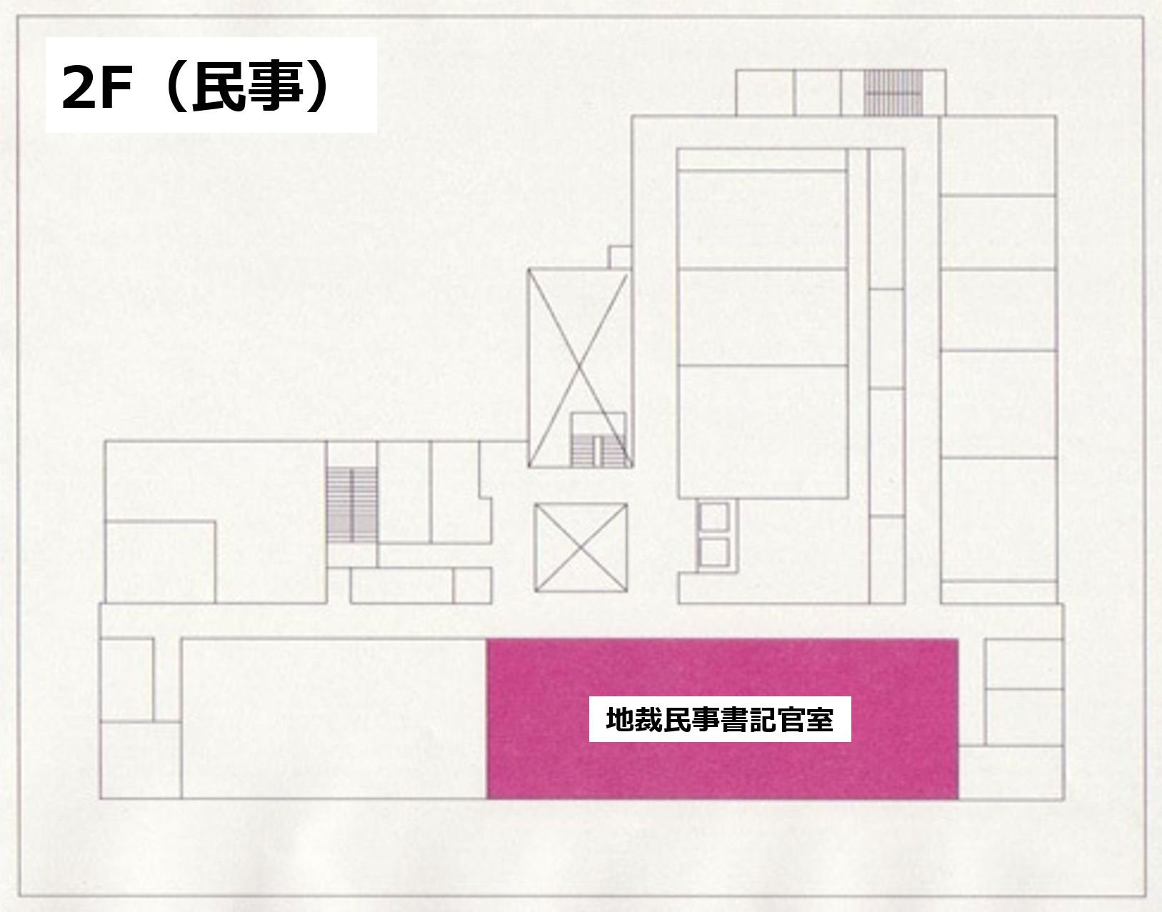 地図：奈良地方裁判所・奈良家庭裁判所 2階マップ(民事)