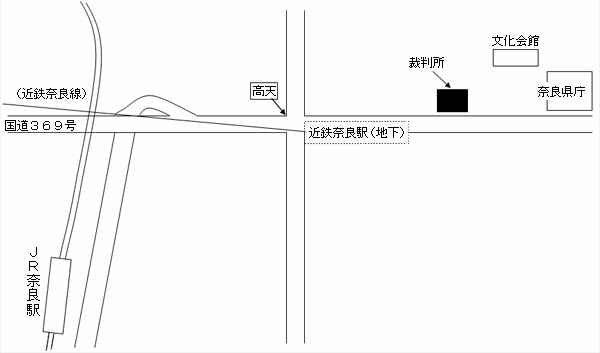 地図：奈良地方・家庭・簡易裁判所の所在地
