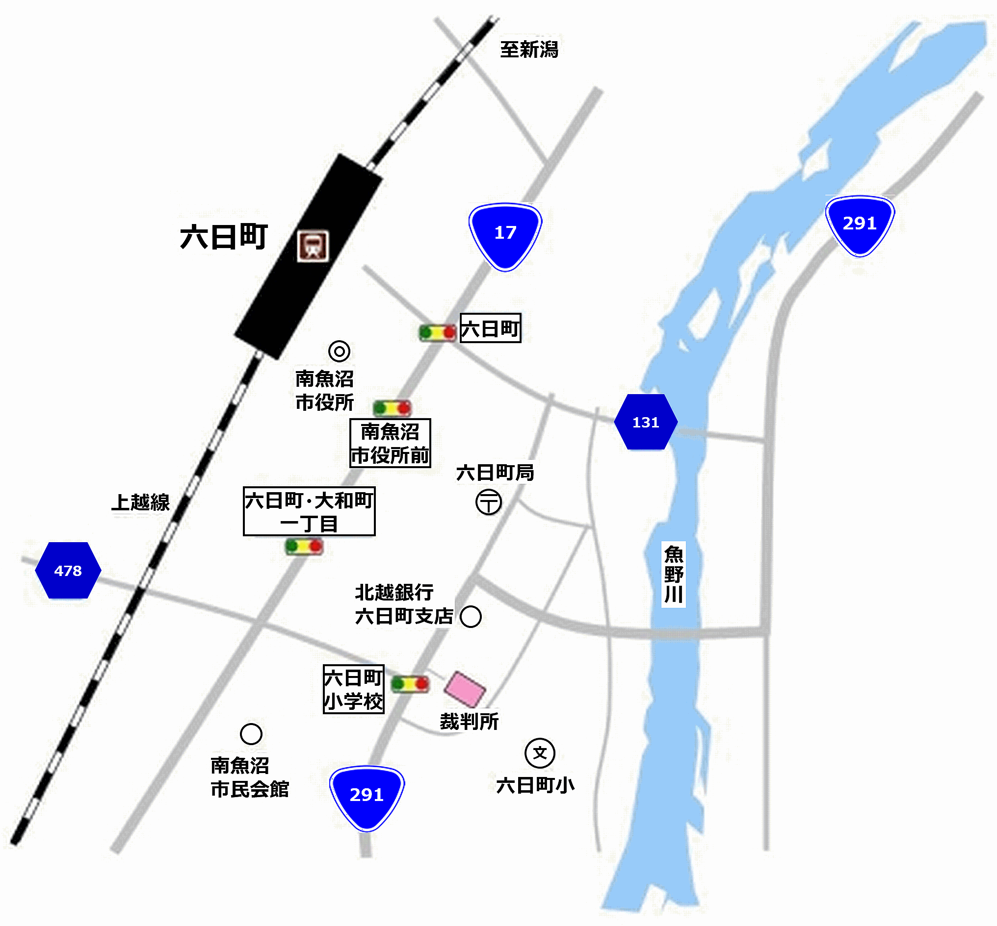 地図：新潟家庭裁判所 南魚沼出張所，南魚沼簡易裁判所の所在地