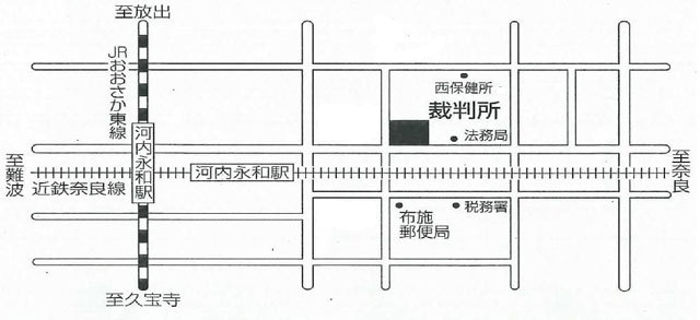 地図：東大阪簡易裁判所の所在地