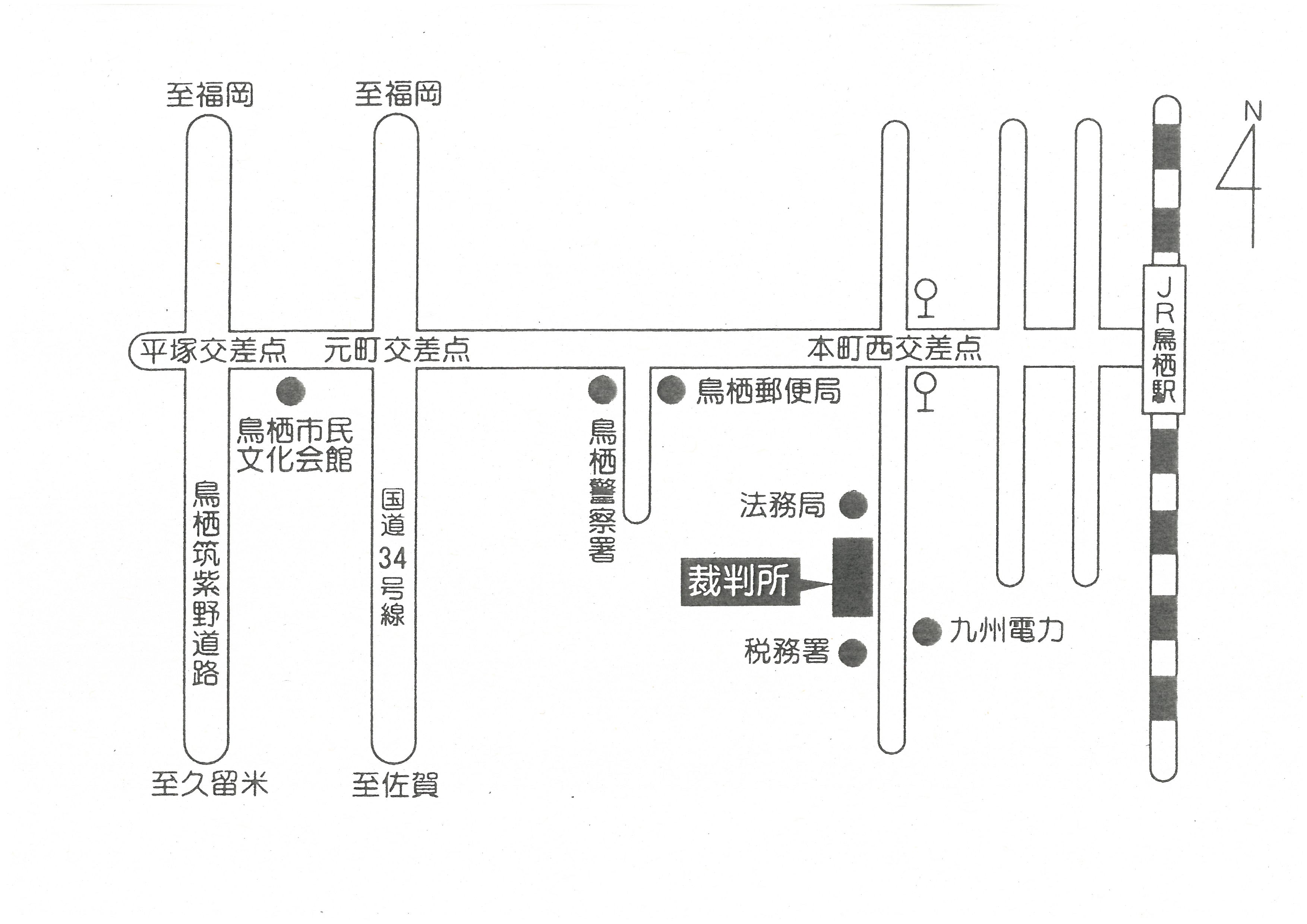 地図：鳥栖簡易裁判所