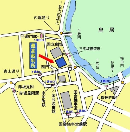 地図：裁判所の周辺地図