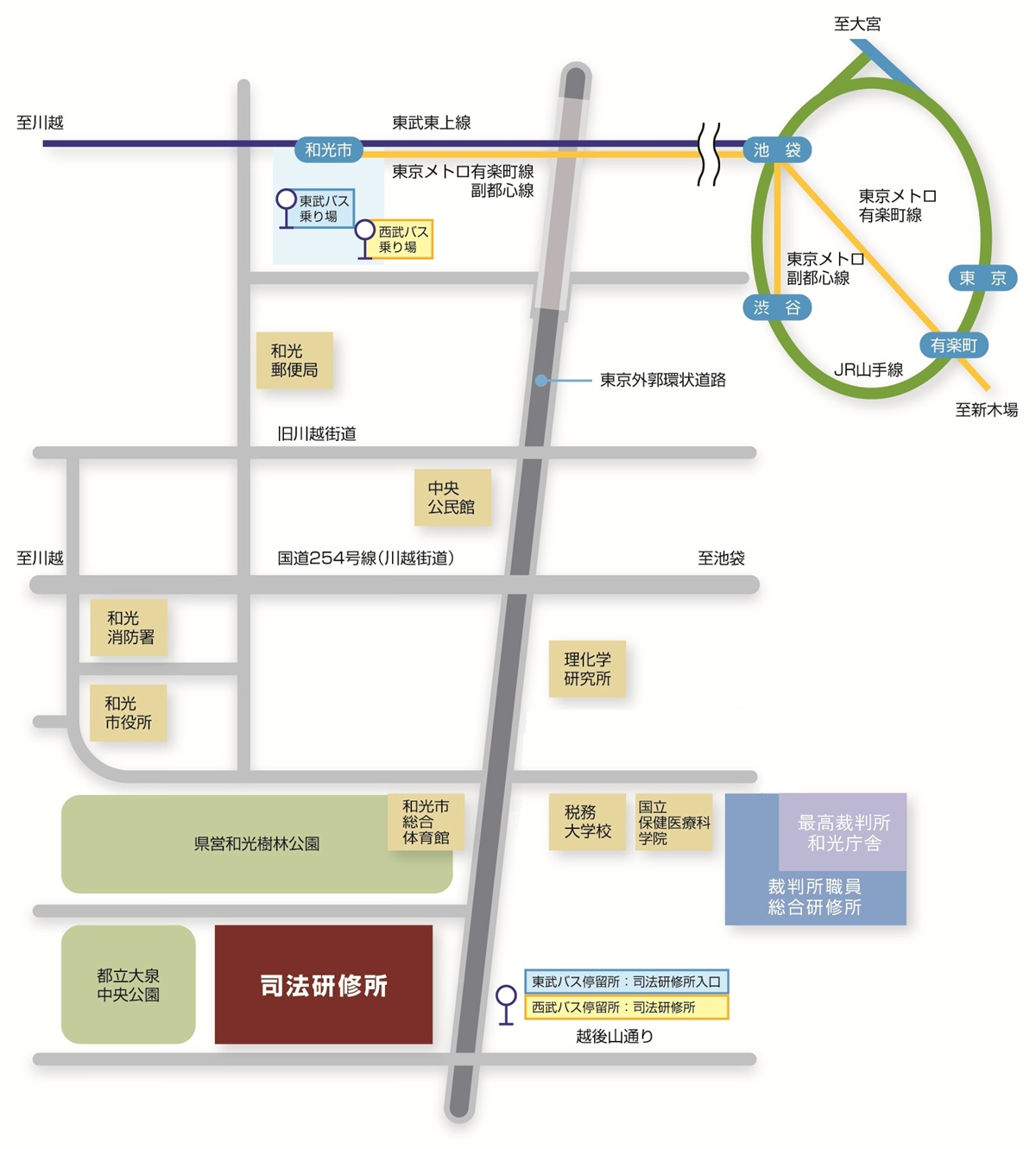 地図：司法研修所アクセスマップ