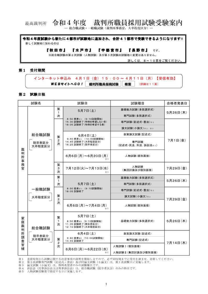受験案内 裁判所