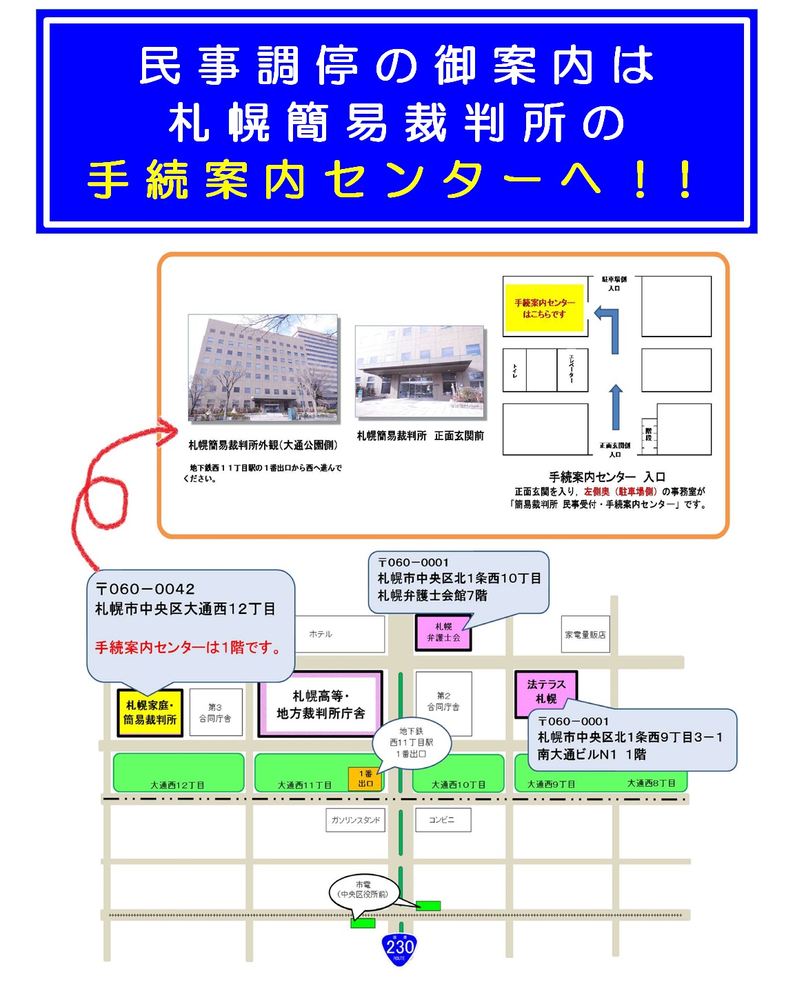 手続案内センターへの案内