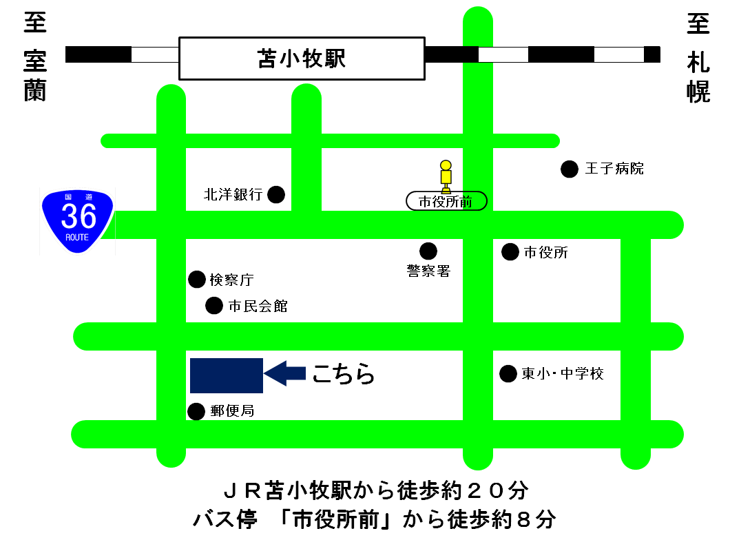 地図：札幌家庭裁判所 苫小牧支部の所在地