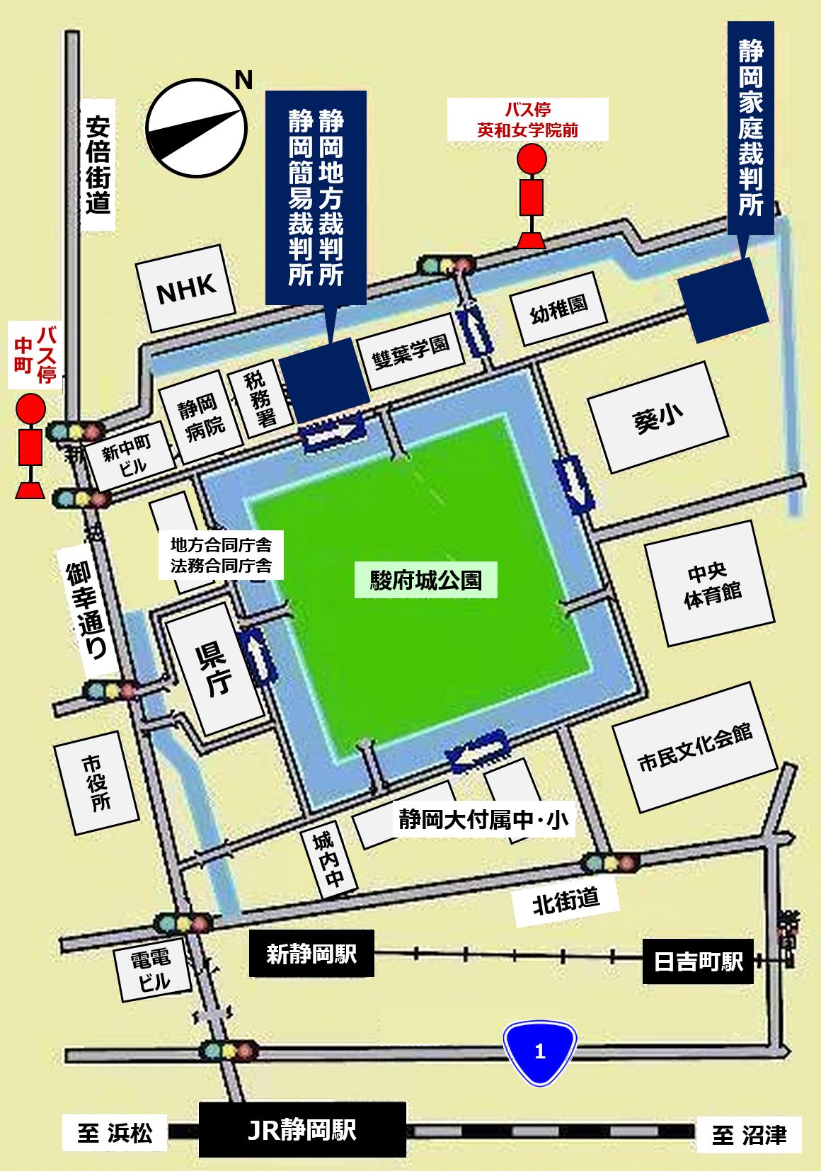 地図：静岡家庭裁判所