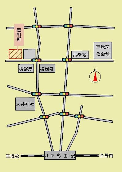 地図：島田簡易裁判所静岡家庭裁判所島田出張所