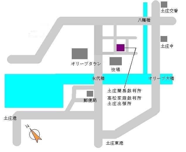 地図：高松家庭裁判所土庄出張所