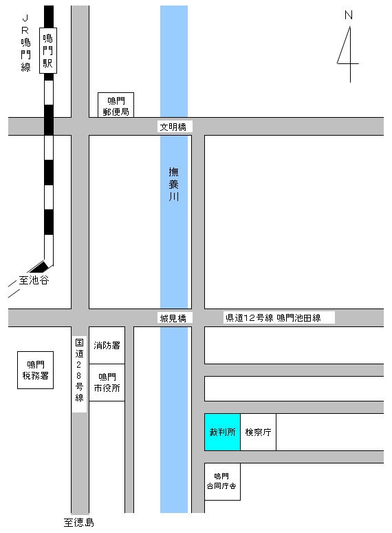 地図：鳴門簡易裁判所の所在地