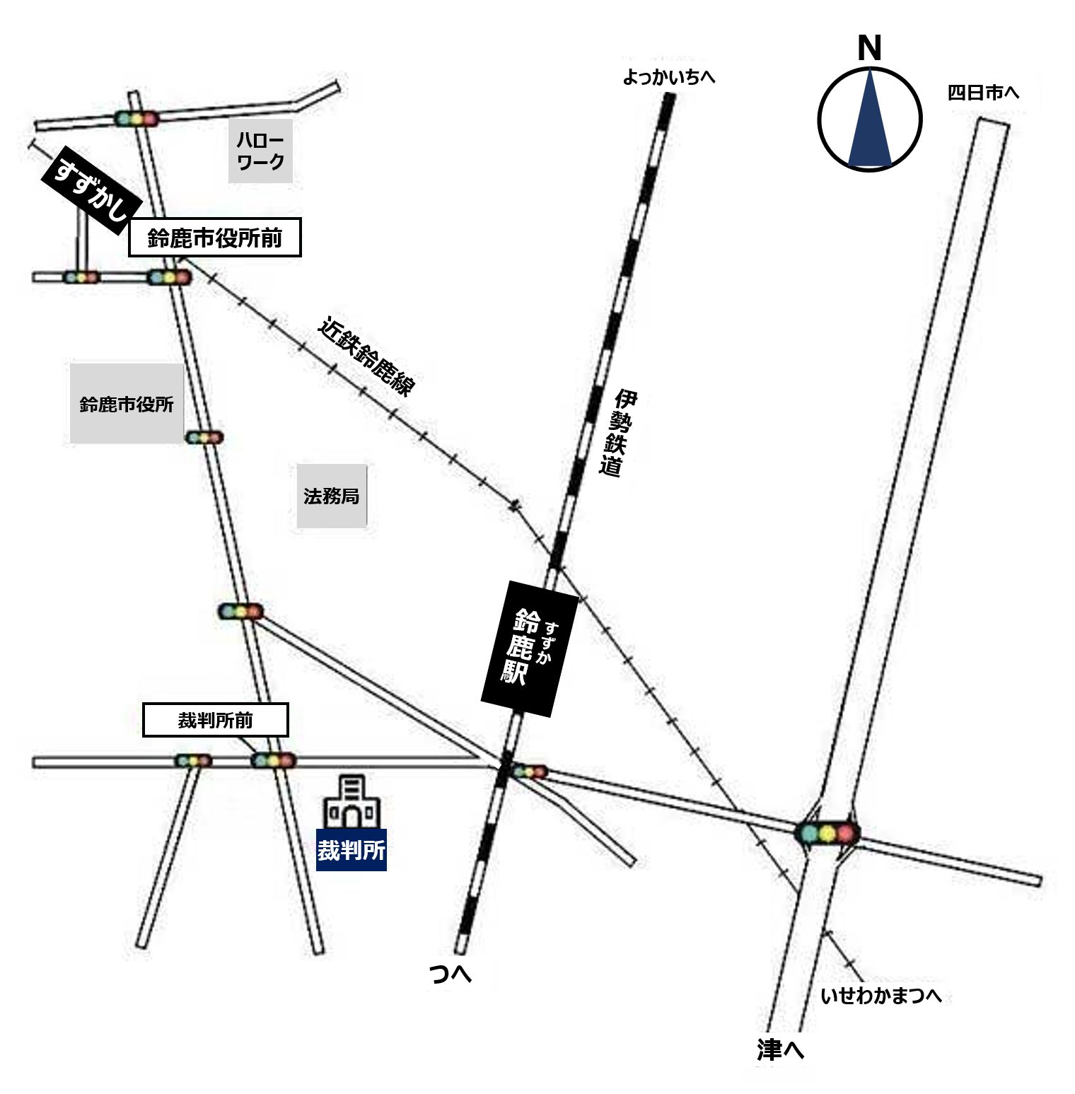 地図：鈴鹿簡易裁判所の所在地