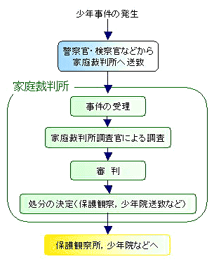 図版：少年事件の通常の流れ