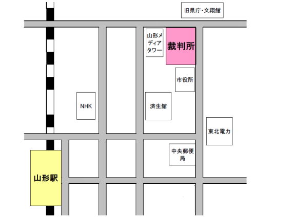 地図：山形地方・家庭・簡易裁判所の周辺地図