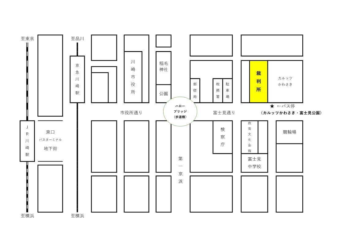 地図：横浜地方裁判所 川崎支部